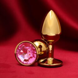 Анальная пробка GOLD GEM с розовым кристаллом